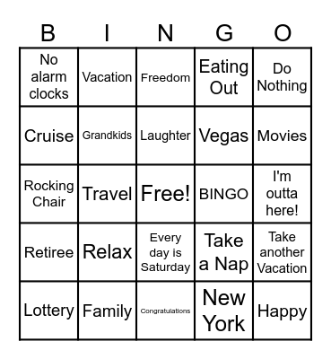 Barb's Retirement Party Bingo Card