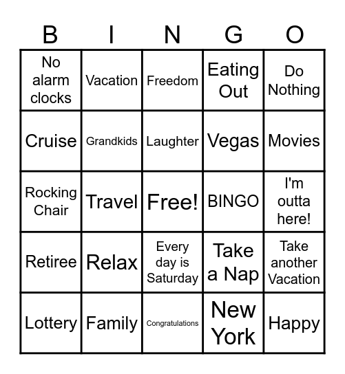 Barb's Retirement Party Bingo Card