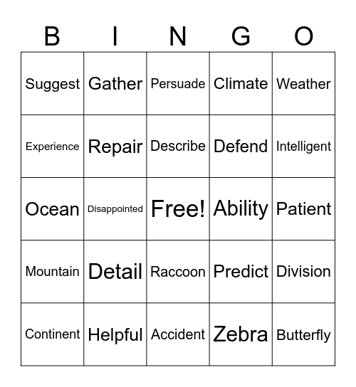 Untitled Bingo Card