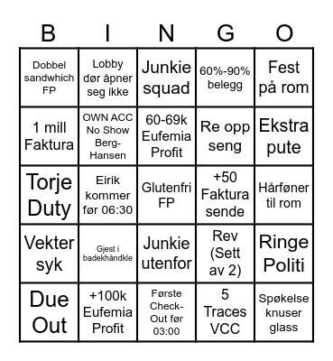 ______ Bingo Card