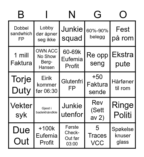 ______ Bingo Card