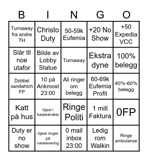 ______ Bingo Card