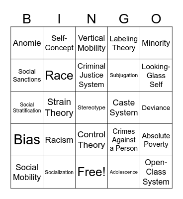 Unit 3 & 4 Vocabulary Bingo Card