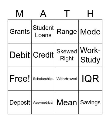 Math Bingo Card