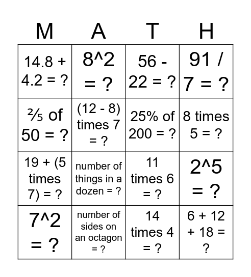 Connect 4! Bingo Card