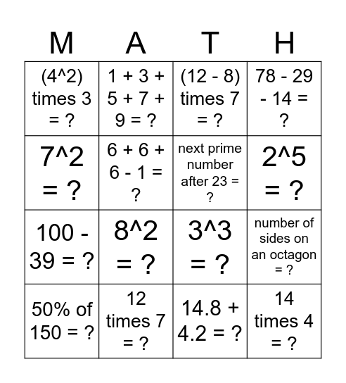 Connect 4! Bingo Card