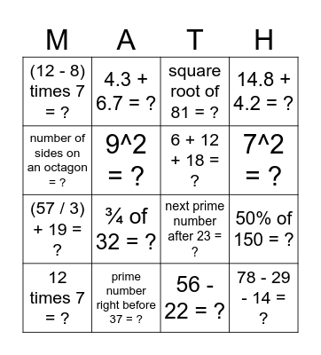 Connect 4! Bingo Card