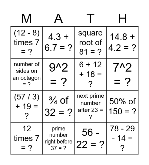 Connect 4! Bingo Card