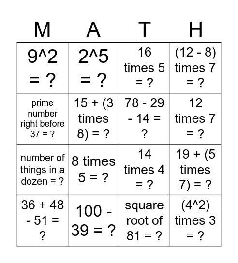 Connect 4! Bingo Card