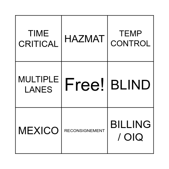 TRANSACATION EMAILS Bingo Card