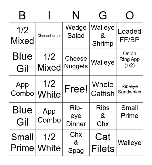 Gil's Supper Club Bingo Card