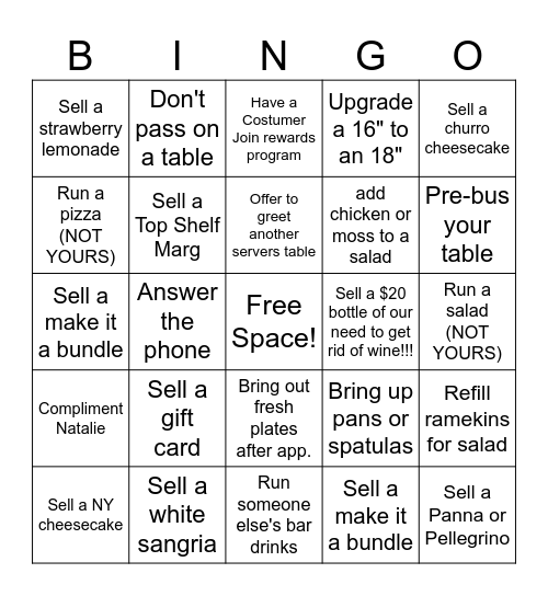 Server Bingo Card