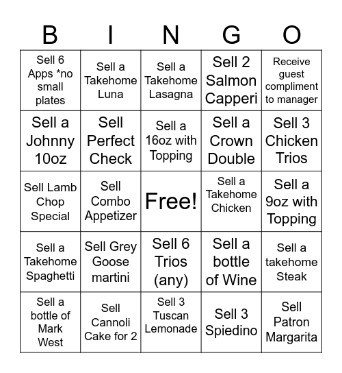 Server Bingo Card