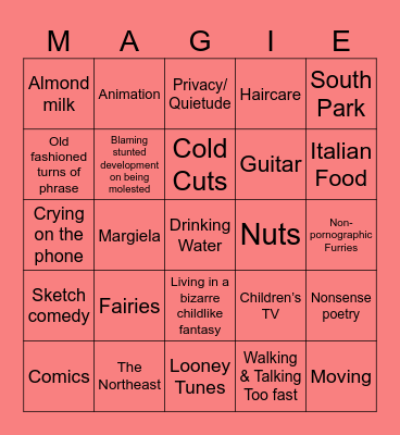 Maggie Bingo Card