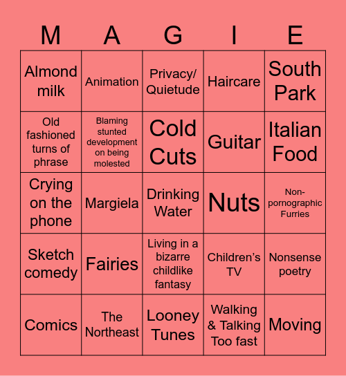 Maggie Bingo Card