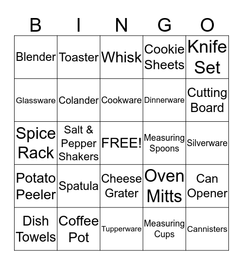 Bridal Shower Bingo Card