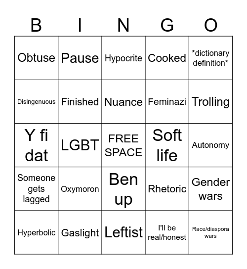 Fanbase Bingo Card