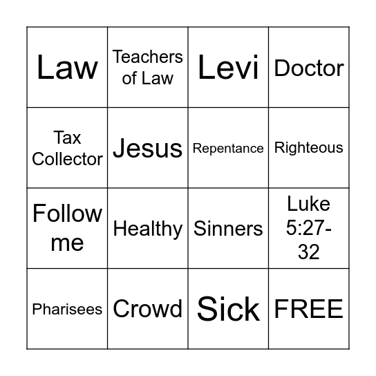 COME TO THE BANQUET Bingo Card