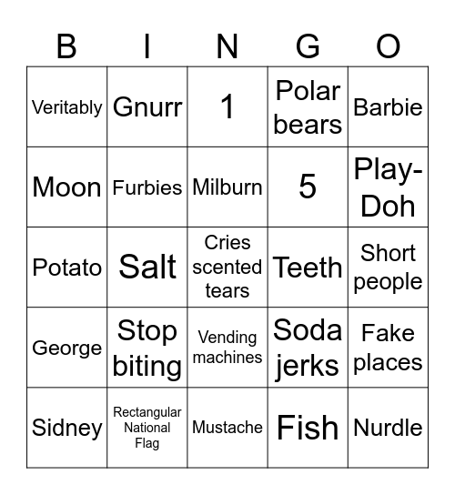 Useless Trivia 2 Bingo Card