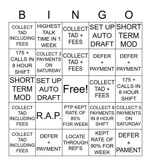 AMAC CUSTOMER SERVICE DEPT. Bingo Card