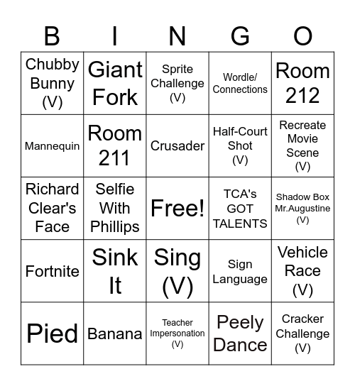 TCA BINGO Card