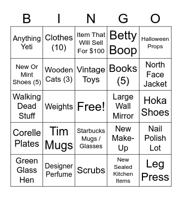 Mam Bingo Card