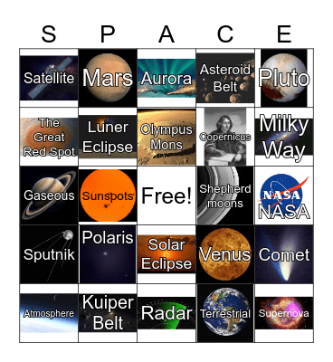 Space Bingo Card