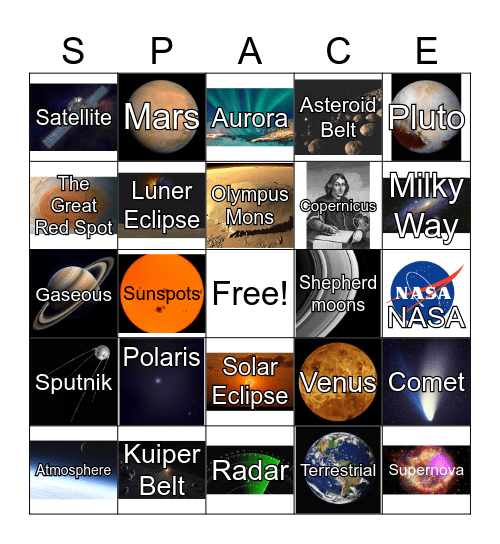 Space Bingo Card