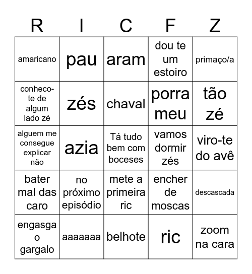 RIC BINGO Card