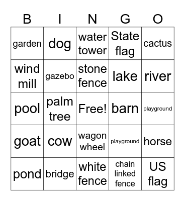 Outdoors Bingo Card