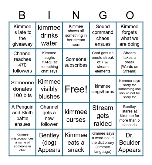 Community Games Giveaway! Bingo Card