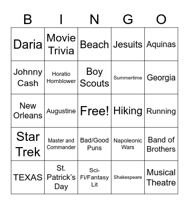 David’s Bingo Card Bingo Card