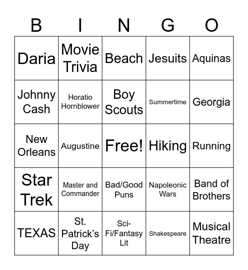 David’s Bingo Card Bingo Card