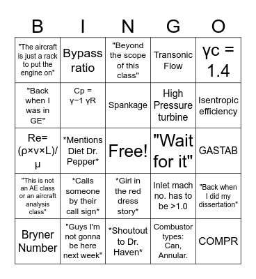 ME 417 Bingo! Bingo Card