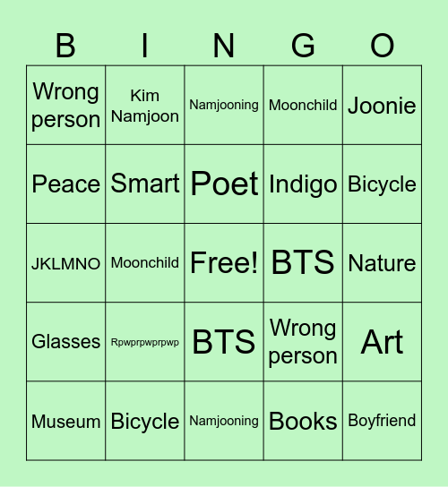 Namjooning 🚴🏾‍♀️🌳 Bingo Card