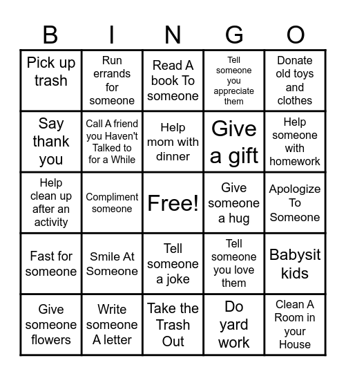 Ways We Can Serve Bingo Card