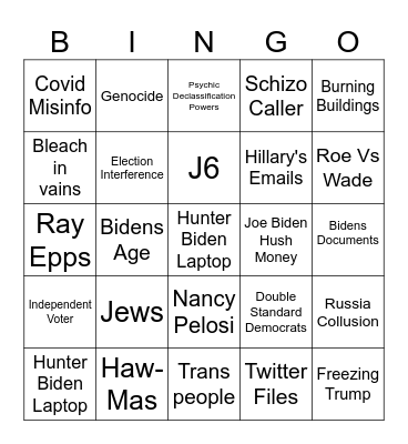 CSPAN Bingo Card