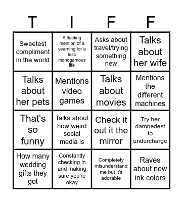 Artists Bingo Card