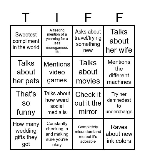 Artists Bingo Card