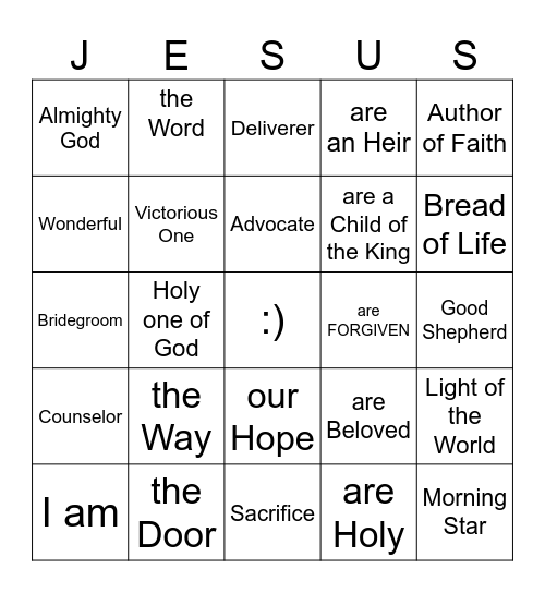 YOU ARE LOVED! Bingo Card