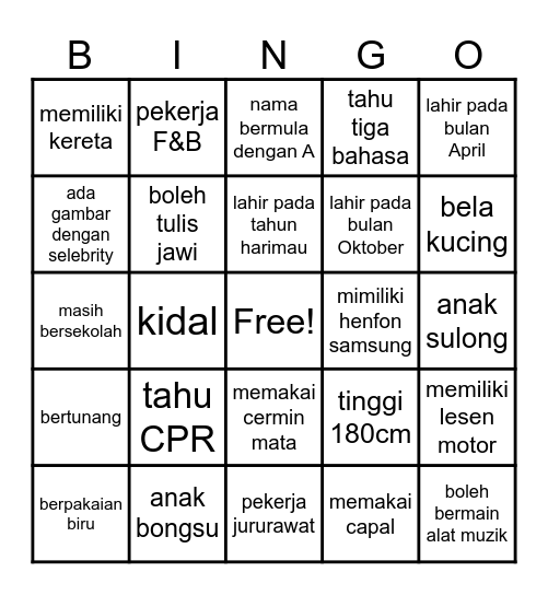 Seseorang yang... Bingo Card