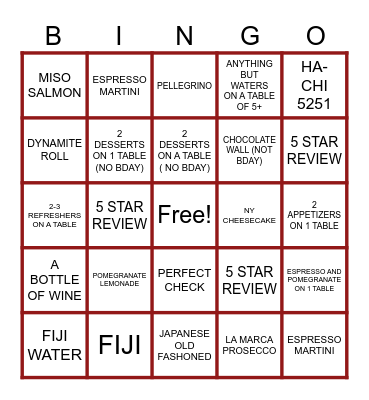 SATURDAY BINGO Card