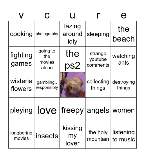 curecure bingo Card