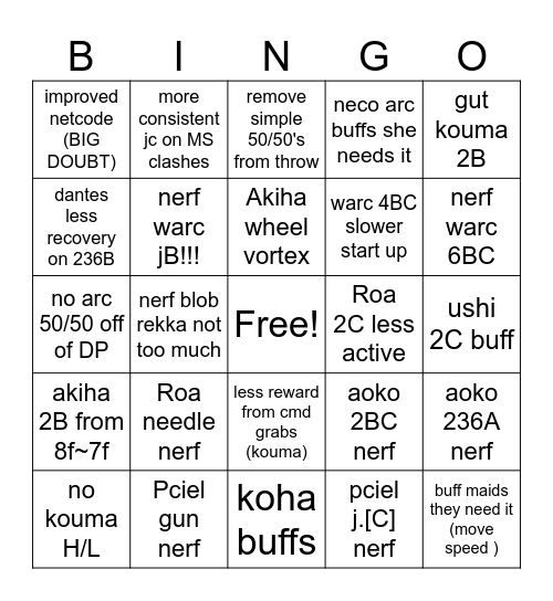 Lumina Bingo Card