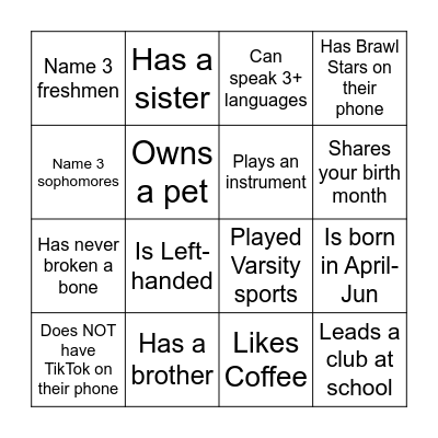 Senior Banquet Bingo Card