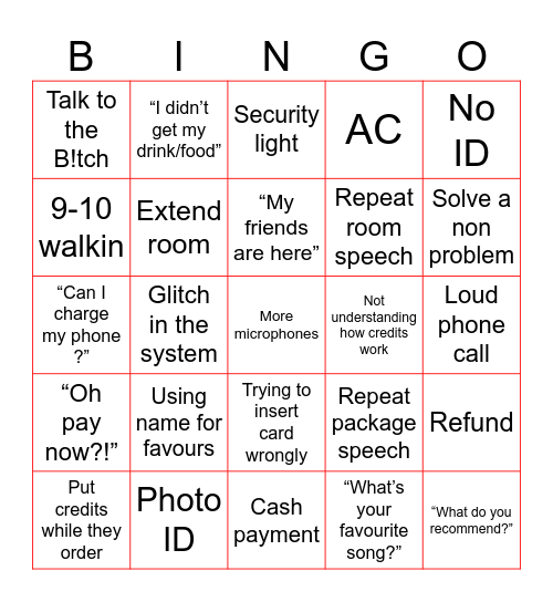 Ana’s All Out Bingo Card