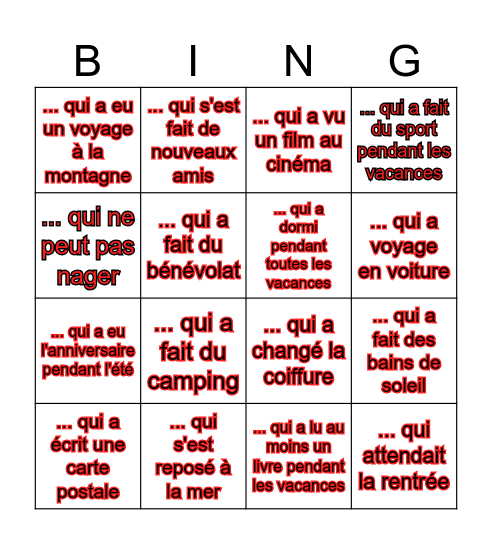 Bingo! Nommez une personne... Bingo Card