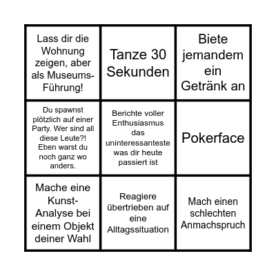 Marcel's Party Bingo Card