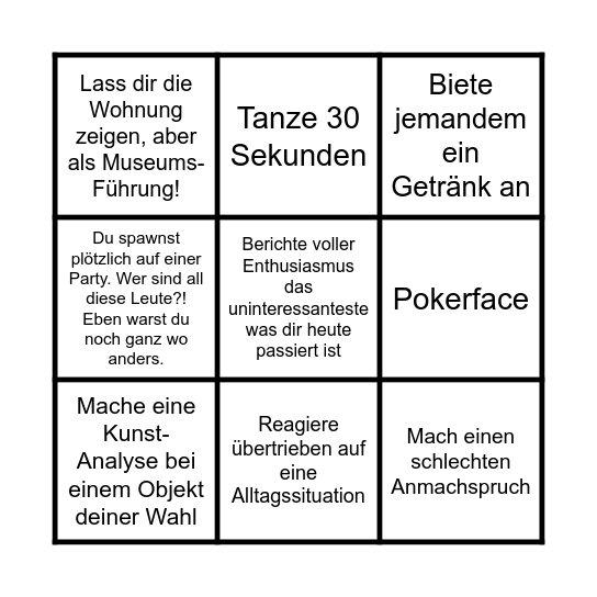 Marcel's Party Bingo Card