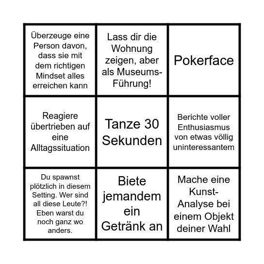 Marcel's Party Bingo Card